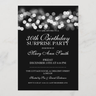 Invitation Surprise 30e anniversaire Silver Hollywood Glam