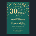 Invitation Surprise 30e fête d'anniversaire - Emerald Green G<br><div class="desc">Invitation de fête du 30e anniversaire surprise. Design élégant en or vert émeraude et faux parties scintillant. Fonctionne la police de script et les confettis de diamants. Bravo à 30 ans ! Message-moi si vous avez besoin d'une personnalisation plus poussée.</div>