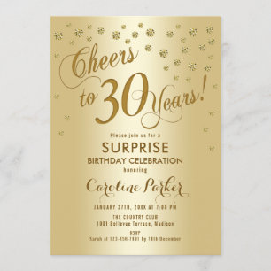 Invitation Surprise 30e fête d'anniversaire - Gold