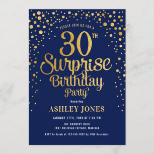Invitation Surprise 30e fête d'anniversaire - Marine & Gold