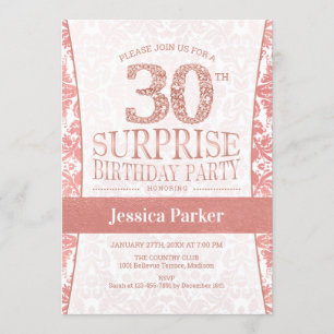 Invitation Surprise 30e fête d'anniversaire - Rose Gold White
