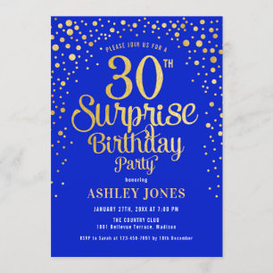 Invitation Surprise 30e fête d'anniversaire - Royal Blue & Go