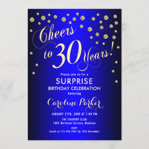 Invitation Surprise 30e fête d'anniversaire - Royal Blue Gold