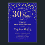 Invitation Surprise 30e fête d'anniversaire - Royal Blue Gold<br><div class="desc">Invitation de fête du 30e anniversaire surprise. Design élégant en saphir bleu royal et faux or parties scintillant. Fonctionne la police de script et les confettis de diamants. Bravo à 30 ans ! Message-moi si vous avez besoin d'une personnalisation plus poussée.</div>