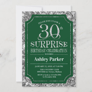 Invitation Surprise 30e fête d'anniversaire - Silver Green