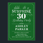 Invitation Surprise 30e fête d'anniversaire - Vert Blanc<br><div class="desc">Invitation de fête du 30e anniversaire surprise. Design simple et élégant,  vert et blanc. Célébration anniversaire surprise pour l'homme ou la femme. Peut être customisé à n'importe quel âge!</div>