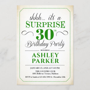 Invitation Surprise 30e fête d'anniversaire - White Green