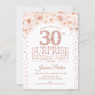 Invitation Surprise 30e fête d'anniversaire - White Rose Gold