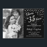 Invitation Surprise 35e anniversaire avec Photo Silver Black<br><div class="desc">Invitation avec photo pour le 35e anniversaire du Mariage surprise. Design élégant en noir avec police et confetti de script faux argent. Message-moi si vous avez besoin d'année personnalisée.</div>