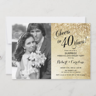 Invitation Surprise 40e anniversaire avec photo - Or