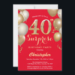 Invitation Surprise 40e anniversaire Ballons rouge et or<br><div class="desc">Surprise 40e anniversaire Ballons Rouge et Or Invitation Confetti. Pour plus de personnalisation,  cliquez sur le bouton "Customiser" et utilisez notre outil de conception pour modifier ce modèle.</div>