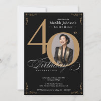 Surprise 40e anniversaire Black Gold Elegant Custo