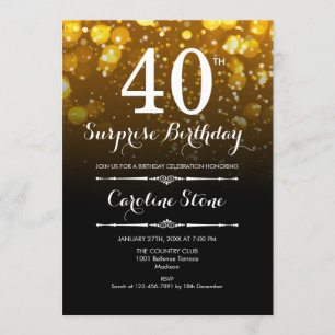Invitation Surprise 40e anniversaire - Black Gold White