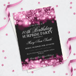 Invitation Surprise 40e anniversaire de fête Lumières rose<br><div class="desc">Elégant 40e anniversaire Surprise Conception d'invitation fête avec motif rose brillant,  nom et date personnalisés et texte supplémentaire. Impressionnez votre famille et vos amis avec ce design élégant et élégant de faire-part d'anniversaire. Entièrement personnalisable ! Facile à utiliser et facile à personnaliser.</div>
