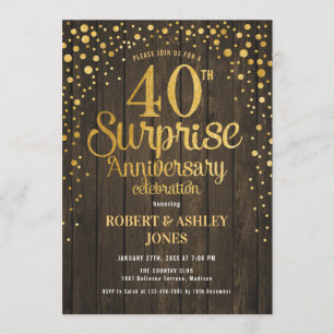 Invitation Surprise 40e anniversaire de mariage - Bois & Or