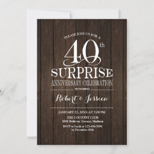 Invitation Surprise 40e anniversaire de mariage en bois