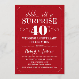 Invitation Surprise 40e anniversaire de Mariage - Ruby Red