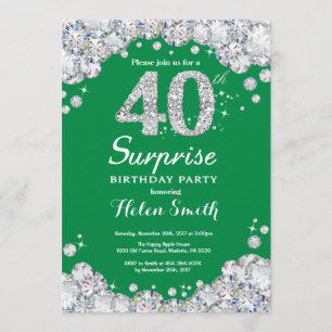 Invitation Surprise 40e anniversaire Diamant vert et argent