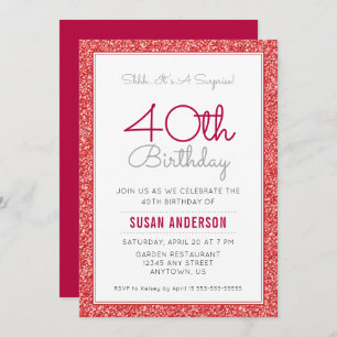 Invitation Surprise 40e anniversaire Faux Parties scintillant