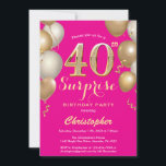 Invitation Surprise 40e anniversaire Hot rose et or Ballons<br><div class="desc">Surprise 40e Anniversaire Hot Pink and Gold Balloons Confetti Invitation. Pour plus de personnalisation,  cliquez sur le bouton "Customiser" et utilisez notre outil de conception pour modifier ce modèle.</div>