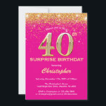 Invitation Surprise 40e anniversaire Hot rose et Parties scin<br><div class="desc">Surprise 40e Anniversaire Hot Pink and Gold Parties scintillant Confetti Invitation Anniversaire. Pour plus de personnalisation,  cliquez sur le bouton "Customiser" et utilisez notre outil de conception pour modifier ce modèle.</div>