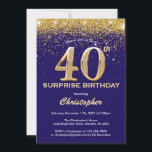Invitation Surprise 40e anniversaire Marine Blue and Gold Par<br><div class="desc">Surprise 40e anniversaire Marine Blue and Gold Parties scintillant Confetti Invitation anniversaire. Pour plus de personnalisation,  cliquez sur le bouton "Customiser" et utilisez notre outil de conception pour modifier ce modèle.</div>