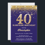 Invitation Surprise 40e anniversaire Marine Blue and Gold Par<br><div class="desc">Surprise 40e anniversaire Marine Blue and Gold Parties scintillant Confetti Invitation anniversaire. Pour plus de personnalisation,  cliquez sur le bouton "Customiser" et utilisez notre outil de conception pour modifier ce modèle.</div>