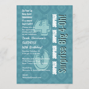 Invitation SURPRISE 40e anniversaire moderne Blue and White V