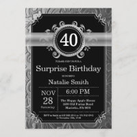 Surprise 40e Anniversaire Paillettes Noires et Arg