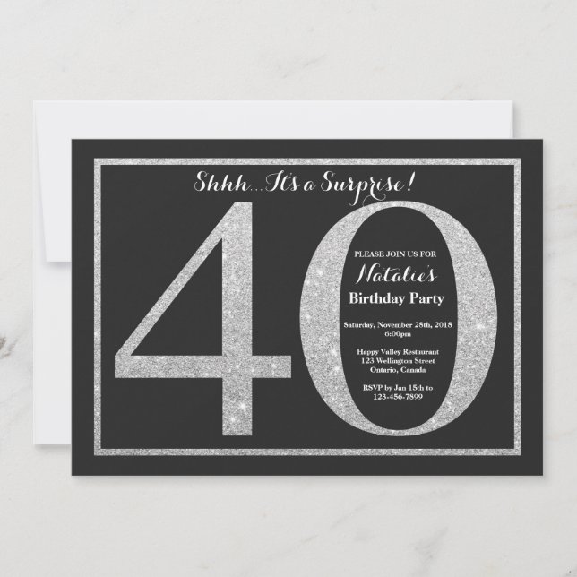 Invitation surprise 40e anniversaire Parties scint (Devant)