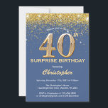 Invitation Surprise 40e anniversaire Parties scintillant bleu<br><div class="desc">Surprise 40e anniversaire Parties scintillant bleue et or Confetti Invitation anniversaire Anniversaire. Pour plus de personnalisation,  cliquez sur le bouton "Customiser" et utilisez notre outil de conception pour modifier ce modèle.</div>