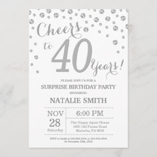 Invitation Surprise 40e anniversaire Parties scintillant d'ar