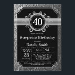 Invitation Surprise 40e anniversaire Parties scintillant noir<br><div class="desc">Invitation surprise 40e anniversaire avec Arrière - plan de Parties scintillant noir et argent. Anniversaire adulte. Hommes ou femmes, anniversaire. Enfants Garçon ou fille Ado Anniversaire adolescente Invitation . 13e 15e 16e 18e 20e 21e 30e 40e 50e 60e 70e 80e 90e 100e. N'Importe Quel Âge. Pour plus de personnalisation, cliquez...</div>