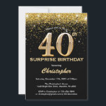 Invitation Surprise 40e anniversaire Parties scintillant Noir<br><div class="desc">Surprise 40e anniversaire Parties scintillant Noir et Or Confetti Invitation Anniversaire. Pour plus de personnalisation,  cliquez sur le bouton "Customiser" et utilisez notre outil de conception pour modifier ce modèle.</div>