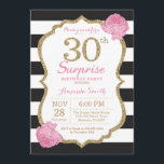 Invitation surprise 40e anniversaire Pink Black Go<br><div class="desc">Invitation surprise 30e anniversaire. Noir rose et or. Parties scintillant d'or. Grandes taches noires et blanches. Flore rose. Anniversaire adulte. Fête d'anniversaire des femmes.
Pour plus de personnalisation,  cliquez sur le bouton "Customiser" et utilisez notre outil de conception pour modifier ce modèle.</div>