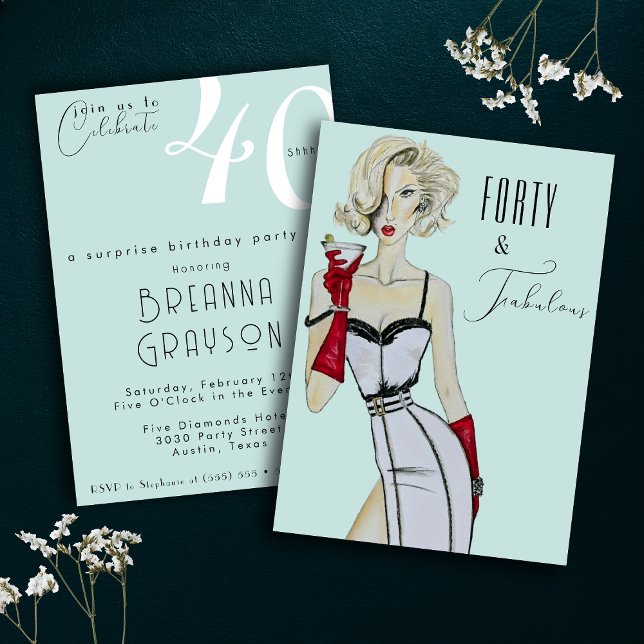Invitation Surprise 40e anniversaire Quarante et fabuleuse ép (Créateur téléchargé)