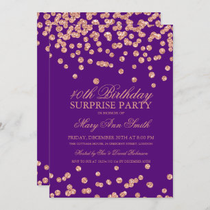 Invitation Surprise 40e anniversaire Rose Gold Parties scinti