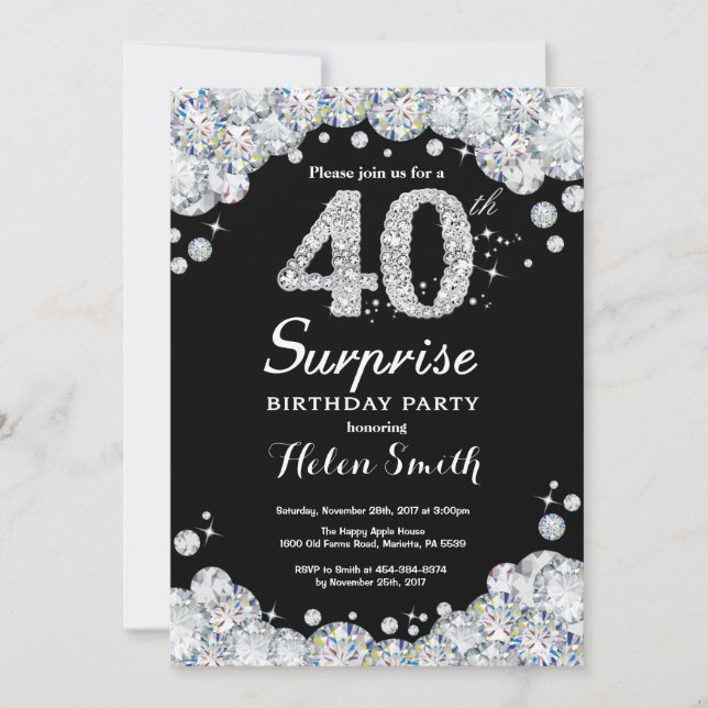 Invitation surprise 40e anniversaire Silver Diamon (Devant)