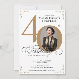 Invitation Surprise 40e anniversaire White Gold Elegant Custo