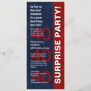 Invitation SURPRISE 40e fête d'anniversaire Modern Blue Red V