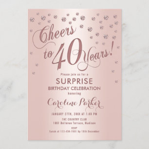 Invitation Surprise 40e fête d'anniversaire - Rose Gold