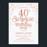 Invitation Surprise 40e fête d'anniversaire - Rose Gold & Whi<br><div class="desc">Invitation surprise 40e anniversaire de fête. Design élégant en or rose blanc et faux parties scintillant. Comprend des polices de caractères et des confettis stylisés. Message-moi si vous avez besoin d'âge personnalisé.</div>