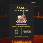 Invitation Surprise 40e Whiskey Bourbon fête d'anniversaire<br><div class="desc">Levez un verre pour célébrer avec style avec cette invitation pour la fête d'anniversaire du Whiskey Adulte Bourbon. Dotée d'un design rustique mais sophistiqué inspiré par les étiquettes classiques du whisky, cette invitation est parfaite pour les amateurs d'esprits fins. Avec une typographie audacieuse et des tons riches et terreux, il...</div>