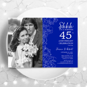 Invitation Surprise 45e anniversaire avec photo Royal Blue