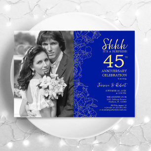 Invitation Surprise 45e anniversaire avec photo saphir or