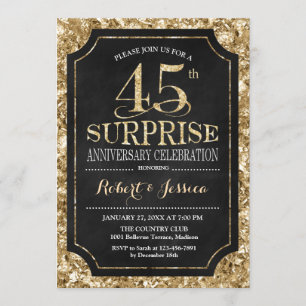 Invitation Surprise 45e anniversaire du Mariage - Black Gold