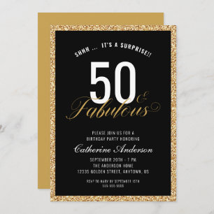 Invitation Surprise 50 & Fabulous Gold Parties scintillant fê
