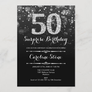 Invitation Surprise 50e anniversaire - Argent noir