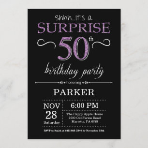 Invitation surprise 50e anniversaire Black and Pur