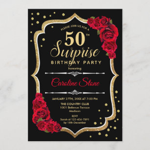 Invitation Surprise 50e anniversaire - Black Gold Red